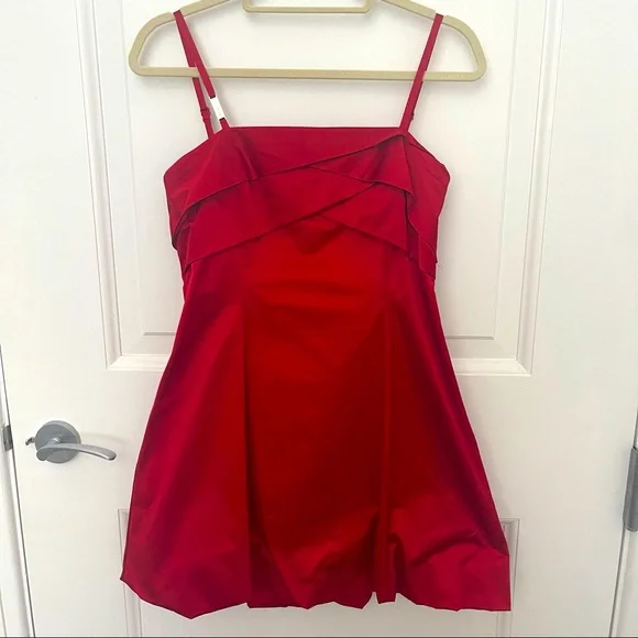 Karen Millen | Dresses | Red Karen Millen Red Satin Mini Bubble Dress Size  8 | Poshmark